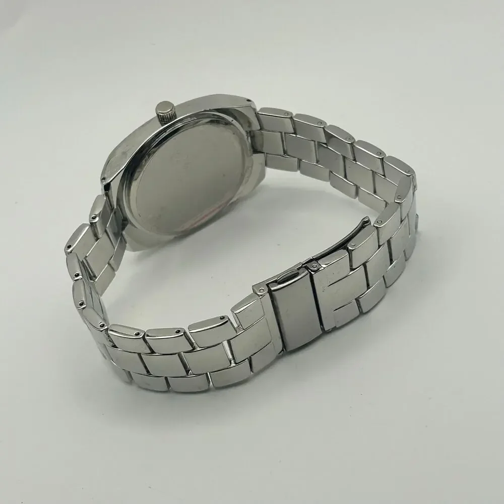Cote d'Azur Silver Tone Black Dial Stainless Steel Men’s Watch New Battery